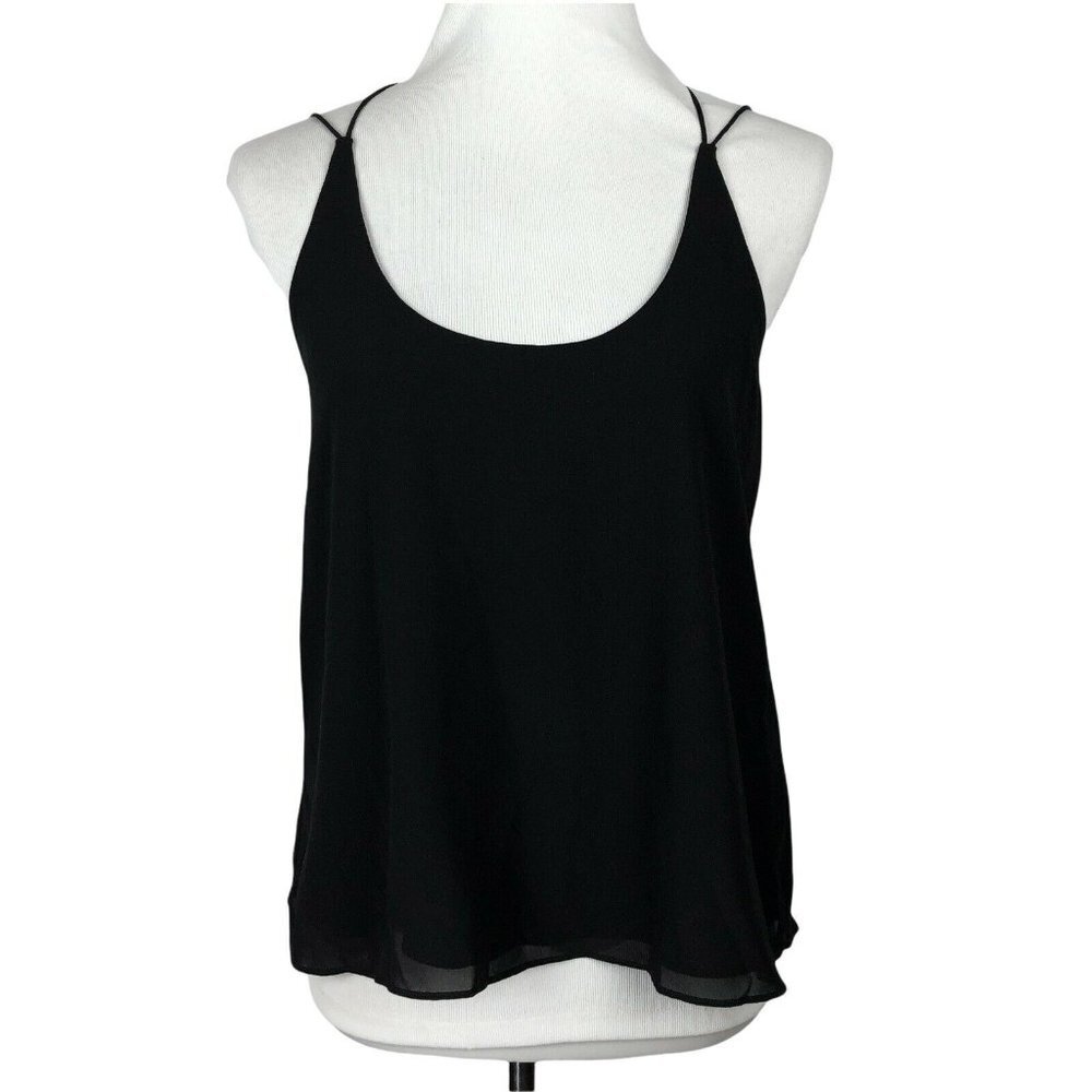 Vintage Y2K Sheer Black Strappy Draped Cami Tank Top Womens Small